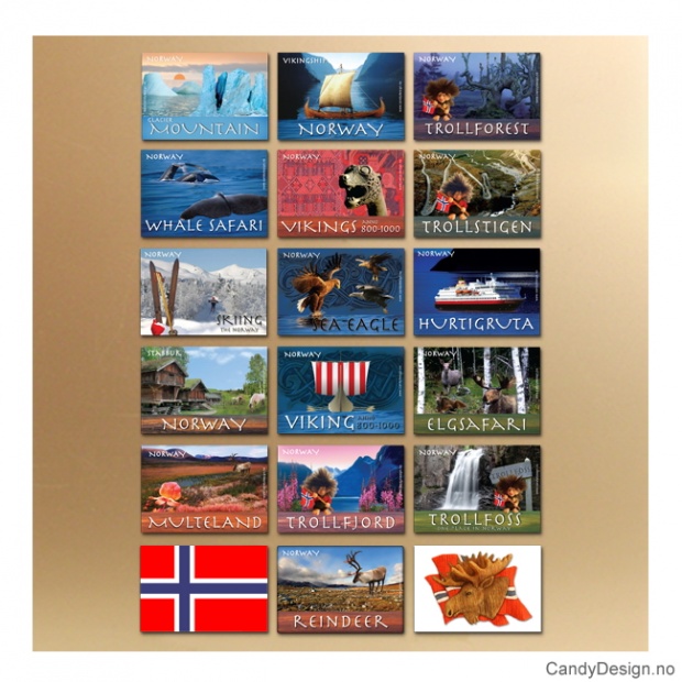 Suvenir metallmagneter assortert