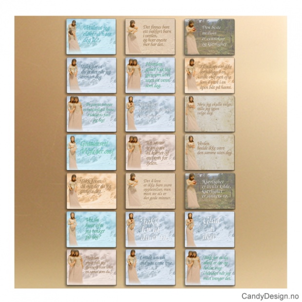 Metallmagneter med kvinnefigurer og tekst assortert