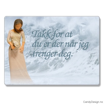 Metallmagneter med kvinnefigurer og tekst - Takk for at du er der når jeg trenger deg.