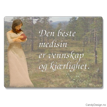 Metallmagneter med kvinnefigurer og tekst - Den beste medisin er vennskap og kjærlighet.