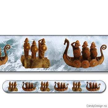 Suvenir neglefil  3 Vikinger i skip og på stein