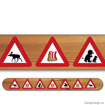 Suvenir neglefil  Elg, troll og vikingskip i fareskilt