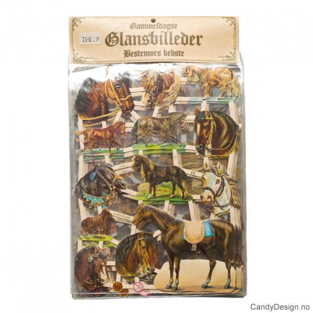 Glansbilder - Hester med glitter