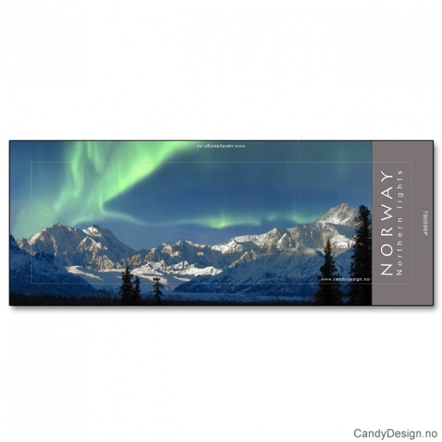 Metallmagnet med Norsk landskap med nordlys (aurora borealis)