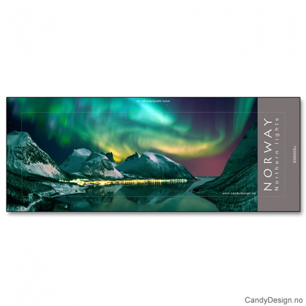 Metallmagnet med Norsk landskap med nordlys (aurora borealis)