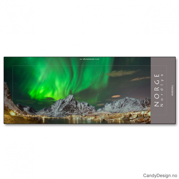 Metallmagnet med Norsk landskap med nordlys (aurora borealis)