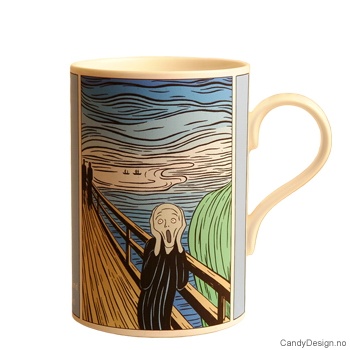 Skrik kopp med motiv inspirert av Edvard Munch og Andy Warhol