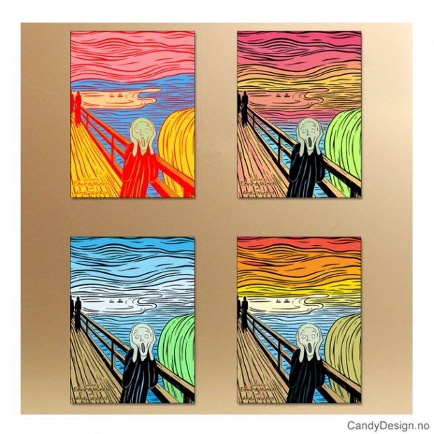 Skrik metallmagneter inspirert av Edvard Munch og Andy Warhol