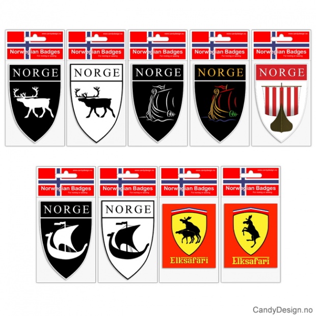 Broderte suvenir jakkemerker assortert