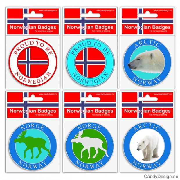 Broderte runde suvenir jakkemerke assortert